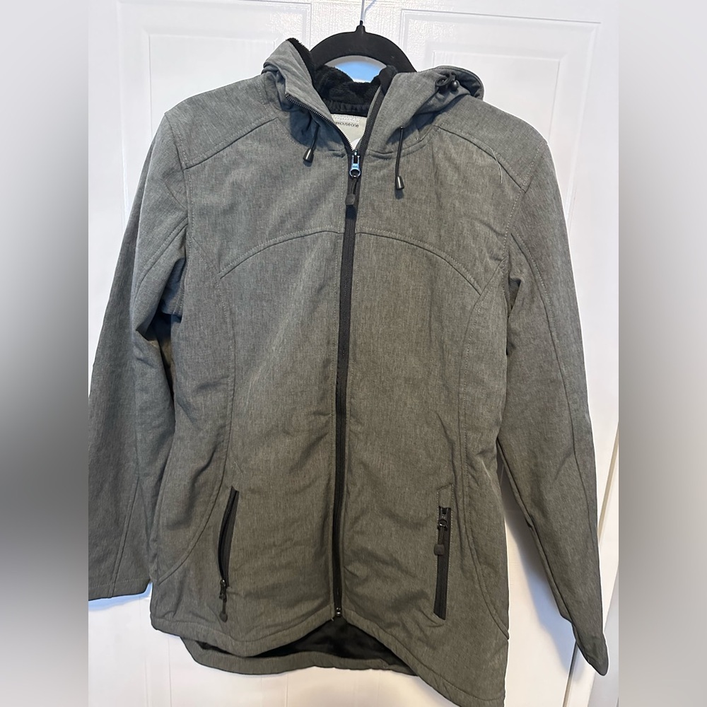 Women’s Gray Hooded Fleece Lined Jacket